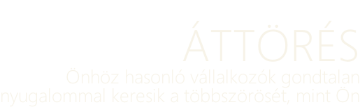 ÁTTÖRÉS Önhöz hasonló vállalkozók gondtalan nyugalommal keresik a többszörösét, mint Ön